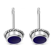 6pairs, Lapis Lazuli Round Stud Silver Earrings - e369